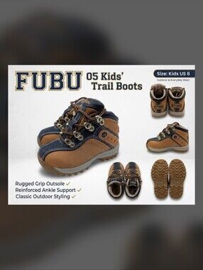 FUBU Tan and Black Baby Boots Sz 6